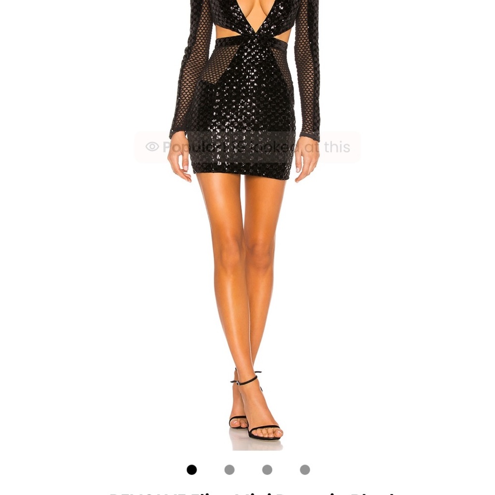 MICHAEL COSTELLO Black sequence open sides mini dress back zipper